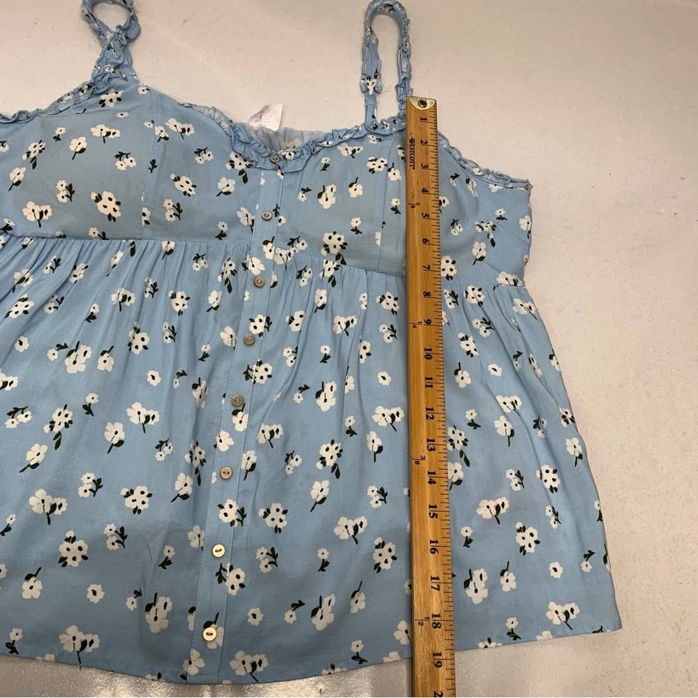 No Boundries Y2K Babydoll Tank Cami Junior 2X Blue Floral Ruffle Feminine Retro - Picture 10 of 10